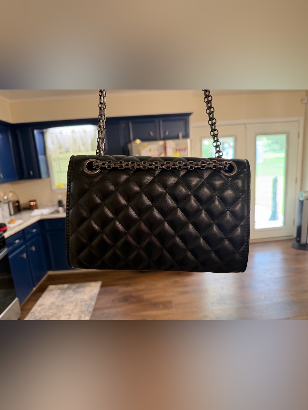 Gladdon Black Quilted Chain Strap Crossbody Shoulder Bag - Picture 3 of 6